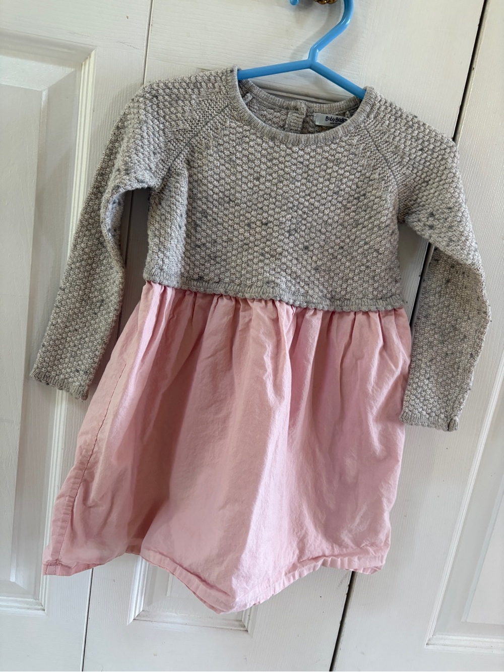 Baby Boden Grey Knit Top with Pink Skirt Dress